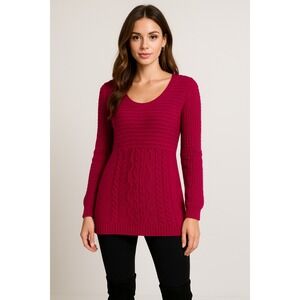 Style and Co Sweater Women M Pink Textured Cable Knit Flowy Tunic Boho Cozy Chic